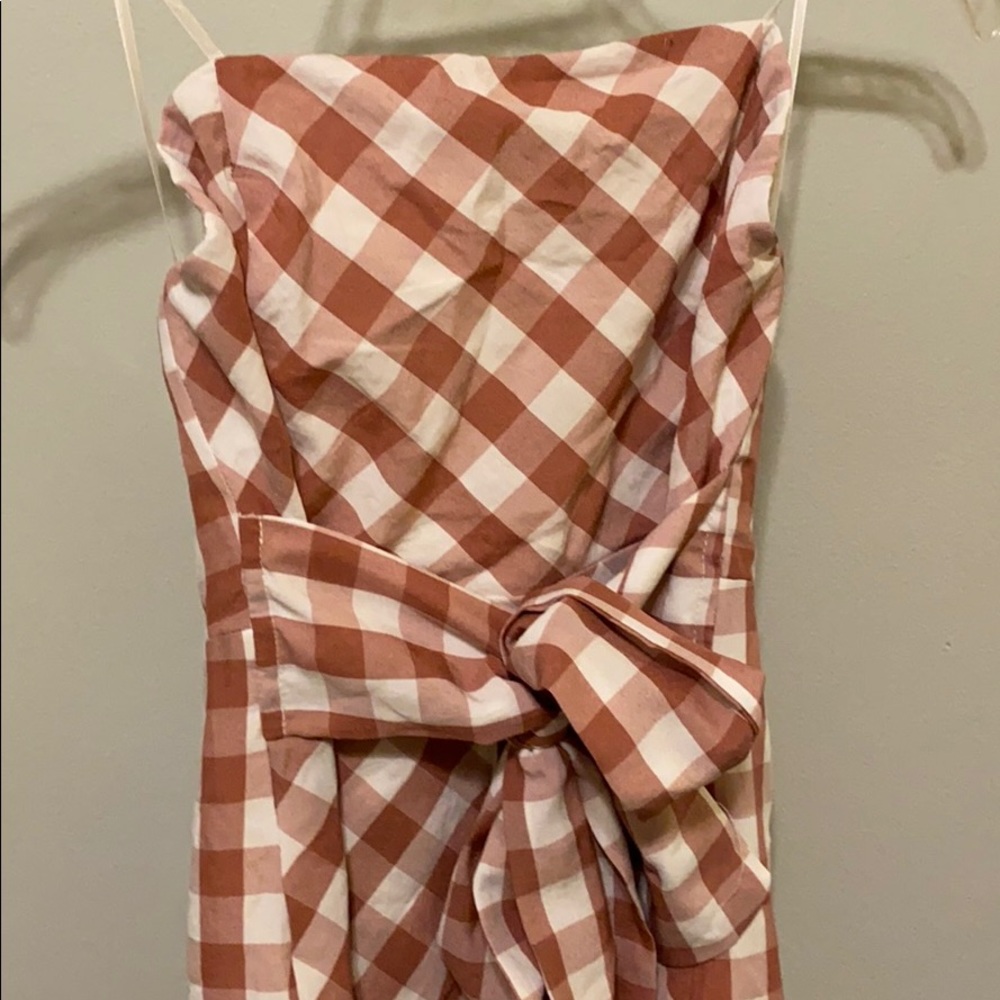Strapless gingham dress